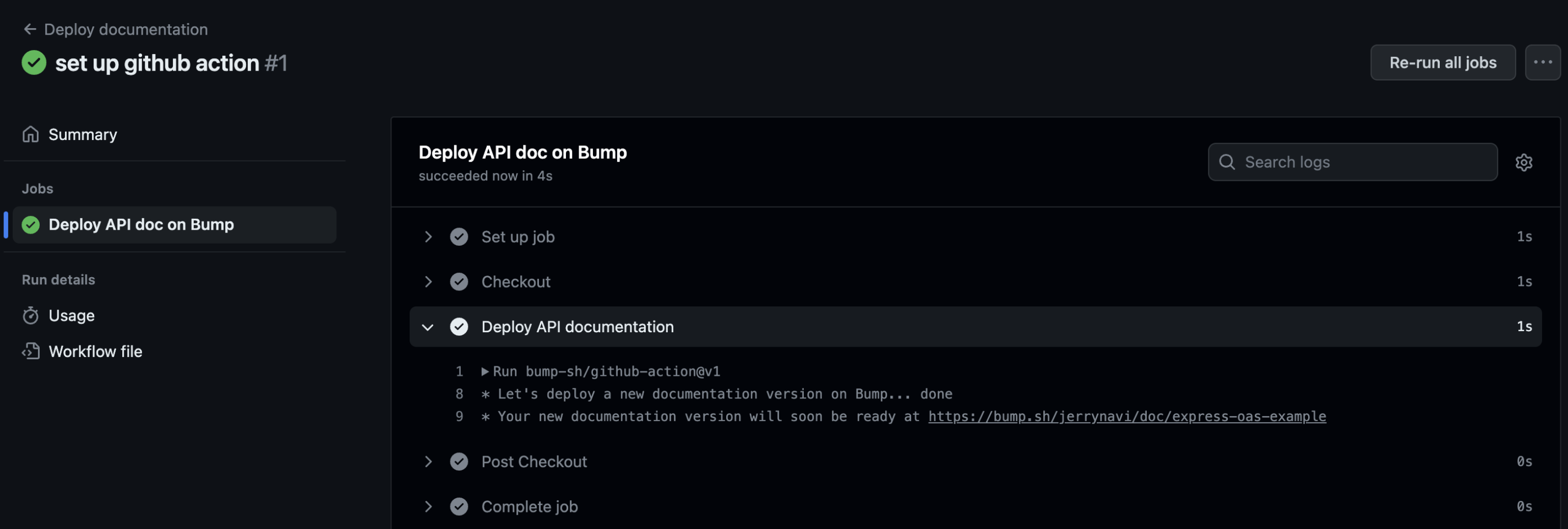 Github Action Deploy Summary